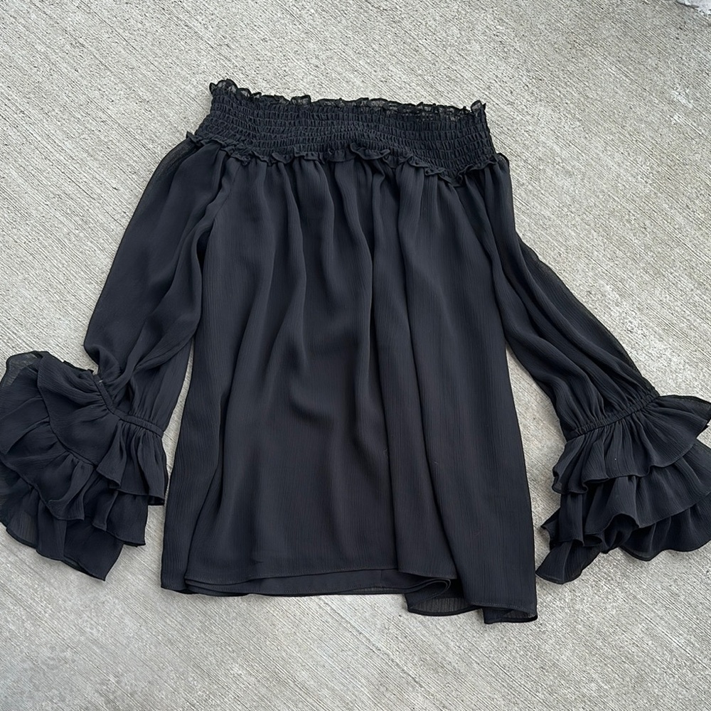 Cece Black Ruffled Blouse - image 4